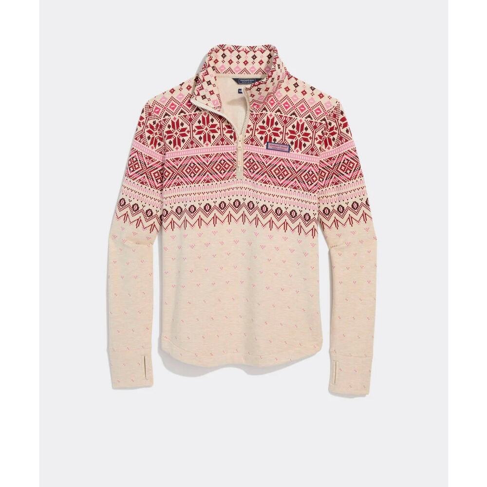 Vineyard Vines M Dreamcloth Fair Isle Shep Shirt Quarter Zip Pullover